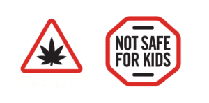 Contains THC and not safe for kids warning